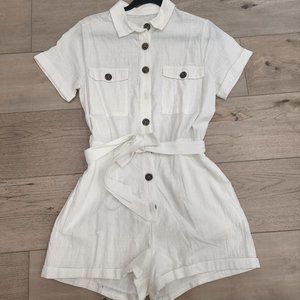 White Button Down Romper